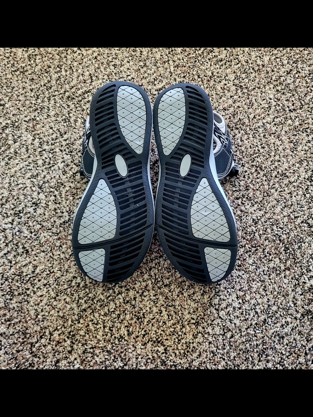 Black and Light Gray Strappy Comfort Sandals - Picture 3 of 4